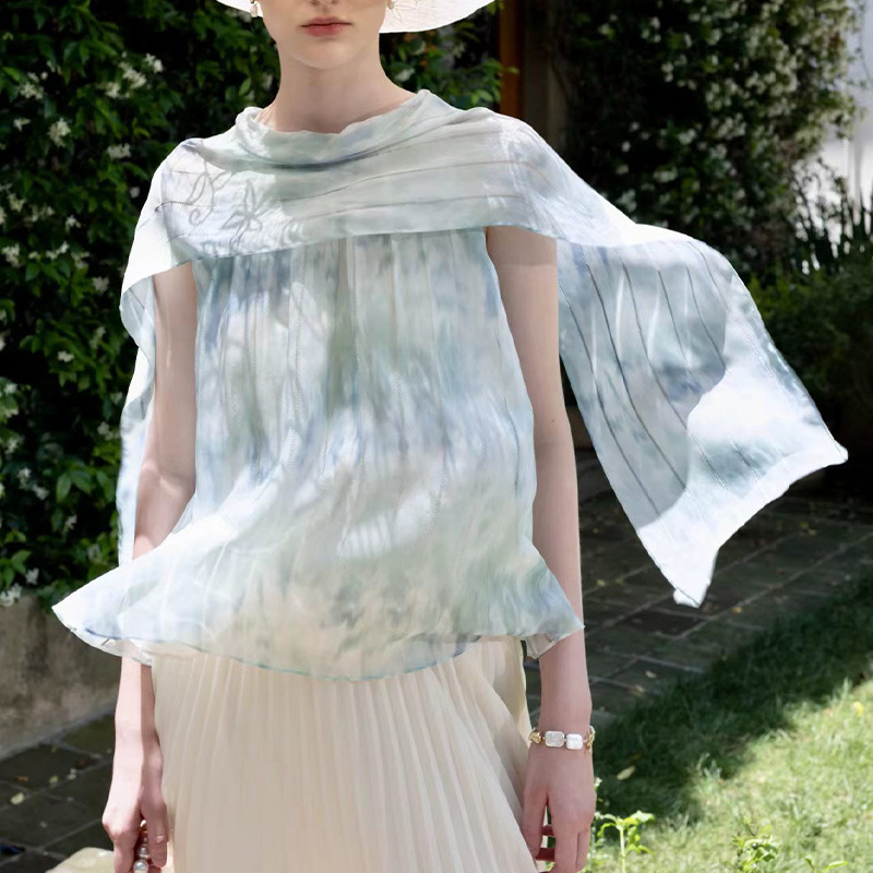 Recommended for Personal Collection: Feikanpu's Large Silk Shawl with Inner and Outer Silk, Multi-Wear Silk Shawl, Sleeveless Shirt, New Summer Style