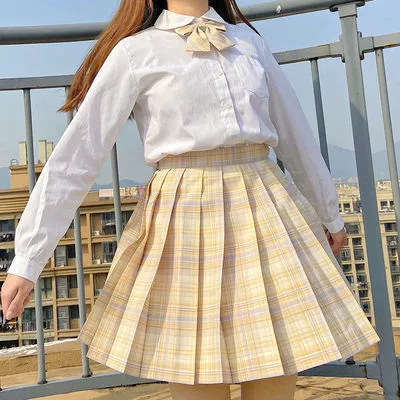 White shirt, skirt, bow tie