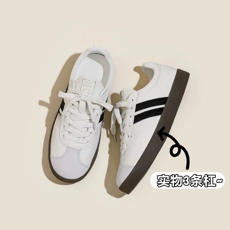 Коровья кожа ~ T голова обувь немецкая тренировка женская ретро классическая повседневная доска обувь легкая спортивная обувь на толстой подошве маленькая белая обувь низкая гамма обувь