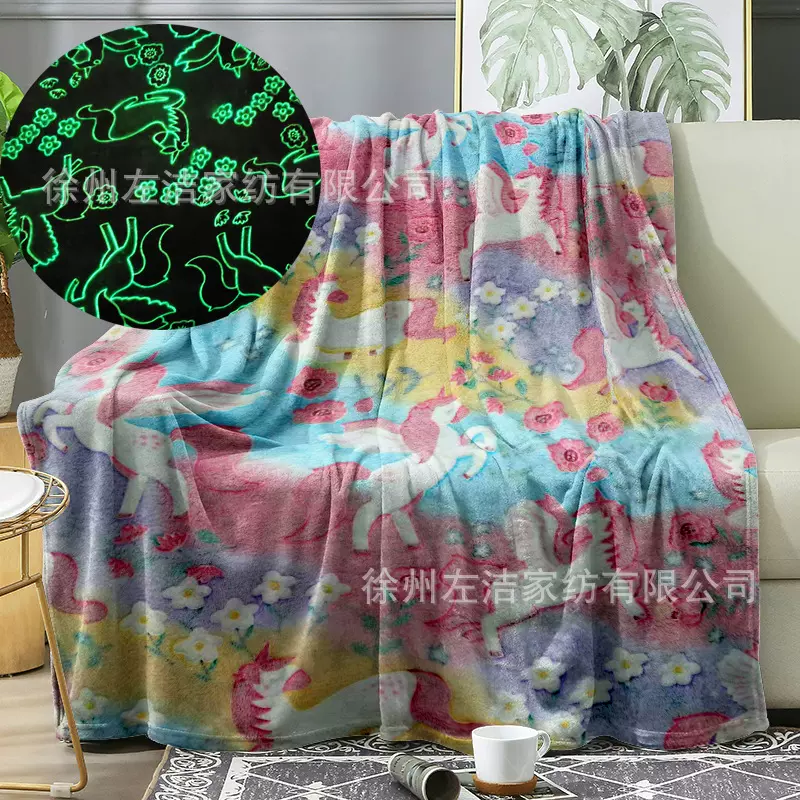 法兰绒夜光毯多功能沙发毯毛毯夏季空调毯新款来图    跨境