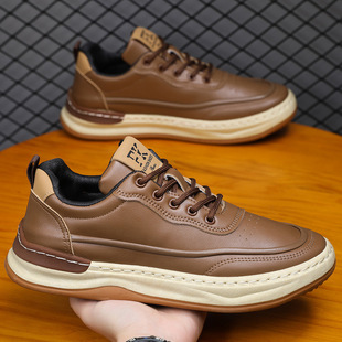 Leather Shoes Factory Straight Hair Men's Shoes New Versatile Trendy White Shoes Men's All-Season Breathable Casual Men's Casual Sneakers
