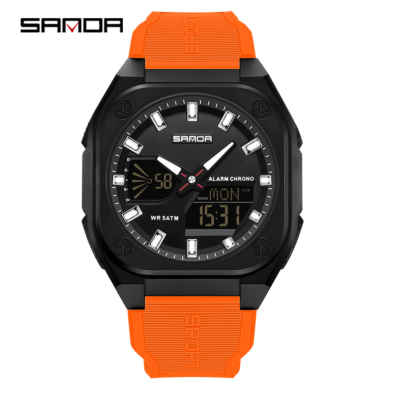 SANDA Sanda 6268 horario de verano despertador impermeable reloj electrónico para estudiantes sincronizados reloj deportivo de luz nocturna multifuncional