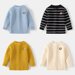 Children's sweater wholesale Korean-style children's clothing boys' base shirt 2023 new winter outfit baby thick high elastic sweater trendy