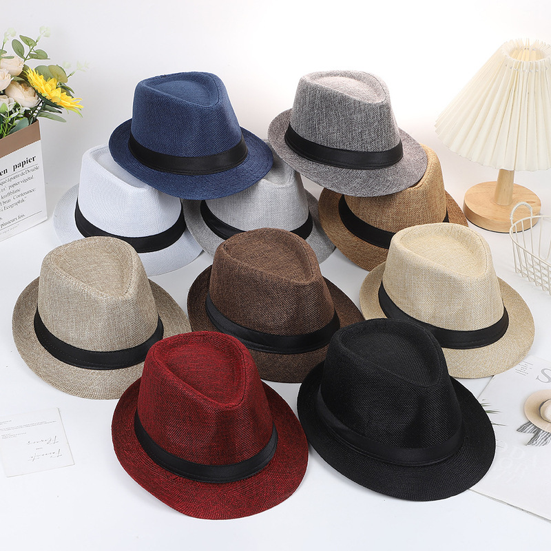 Summer Fashion Stylish Cotton and Linen Solid Color Jazz Hat for Men and Women, Versatile Casual British Gentleman Hat Summer Fashion Stylish Cotton and Linen Solid Color Jazz Hat for Men and Women, Versatile Casual British Gentleman Hat