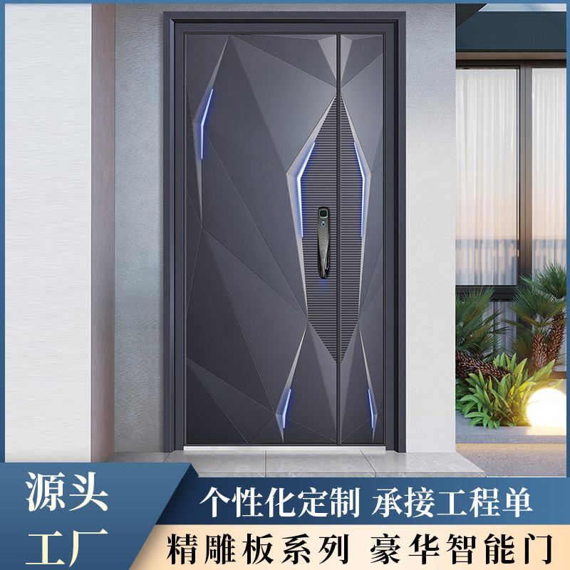 别墅小区庭院铁艺进户门工程酒店大门现代简约铸铝门自建房防盗门