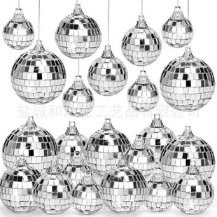 Mirror Disco Ball Party Decoration Mirror Ball Ornaments Christmas Tree Party Wedding silver Hanging Ball