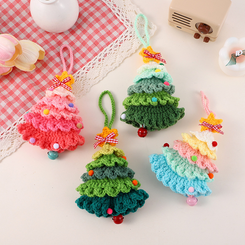 New Crochet Finished Product Christmas Tree Ornaments, Handmade Knitted Keychains, Christmas Decorations, Small Hanging Ornaments