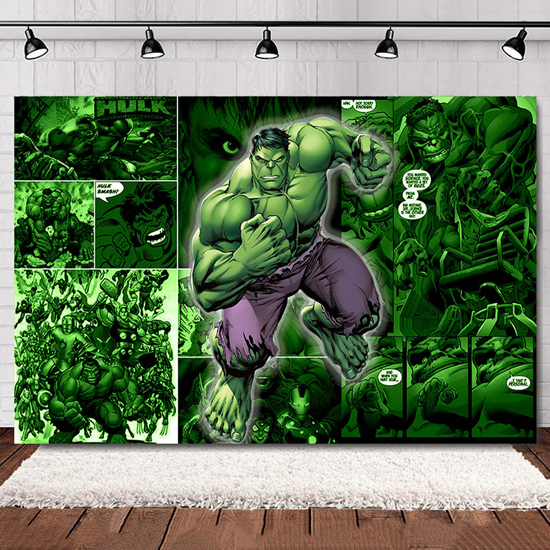 Amazon Avengers Hulk Spider-Man City Hero Theme Children's Birthday Photo Photography Background Cloth 3D