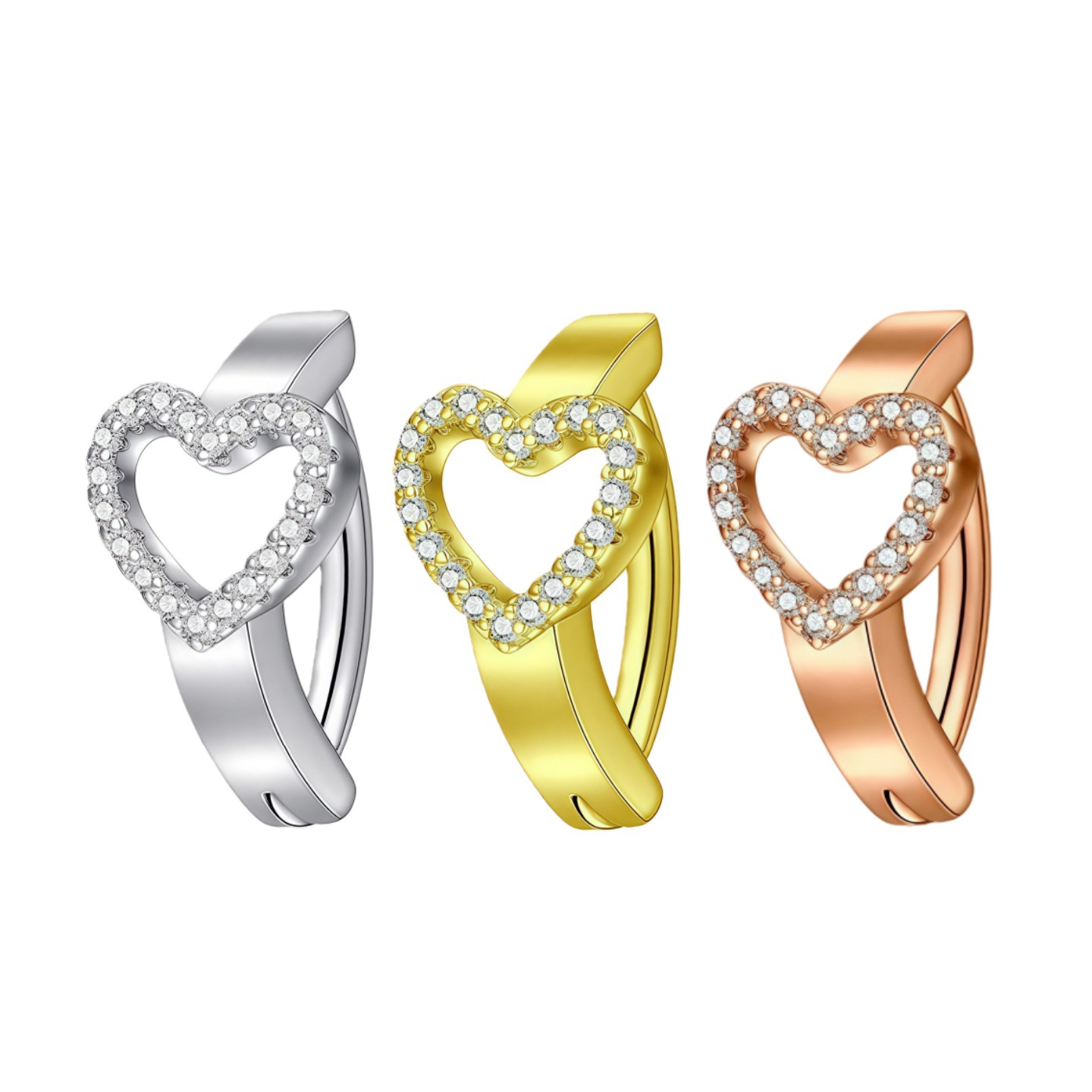 Nuovo anello a forma di cuore con farfalla in acciaio inossidabile e zircone, chiusura per piercing all'ombelico, e-commerce transfrontaliero in magazzino_voghion.com