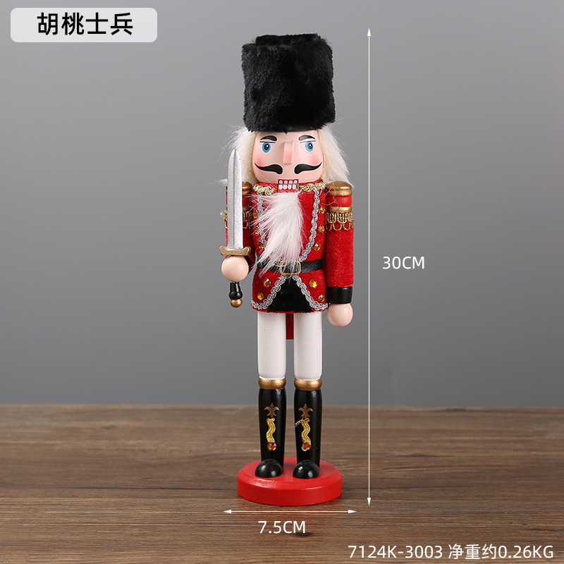 Cascanueces transfronterizos adornos de madera regalos de Navidad ventanas adornos de escritorio muñecas de rey soldado adornos