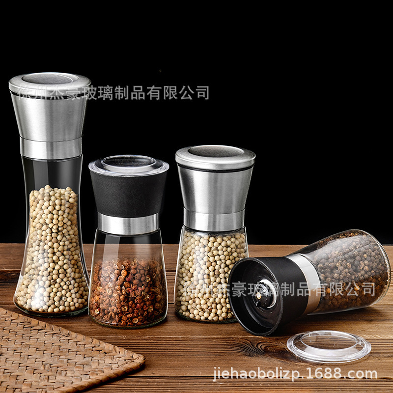 Cross-Border Manual Grinder Amazon 304 Stainless Steel Ceramic Core Black Pepper Pepper Sea Salt Seasoning Sprinkler Bottle