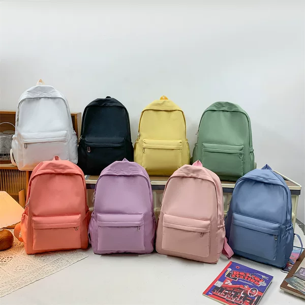 Casual Large-Capacity Backpack Ins Style Fashionable Girls Korean Style Pure Color Simple College Student Bag Travel Backpack