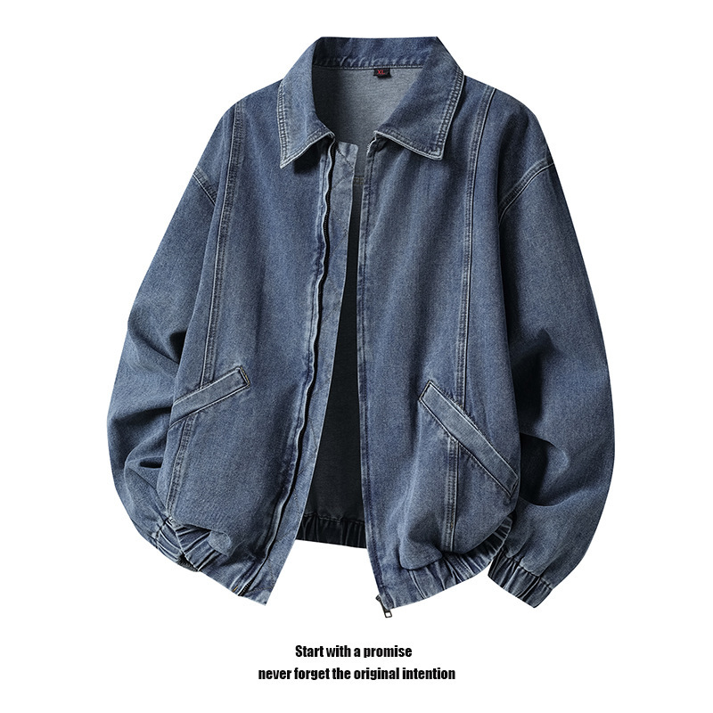 Autumn and Winter American Trendy Brand Retro Washed Zipper Lapel Denim Jacket for Men and Women Ins Trend Versatile Jacket for Men Autumn and Winter American Trendy Brand Retro Washed Zipper Lapel Denim Jacket for Men and Women Ins Trend Versatile Jacket for Men