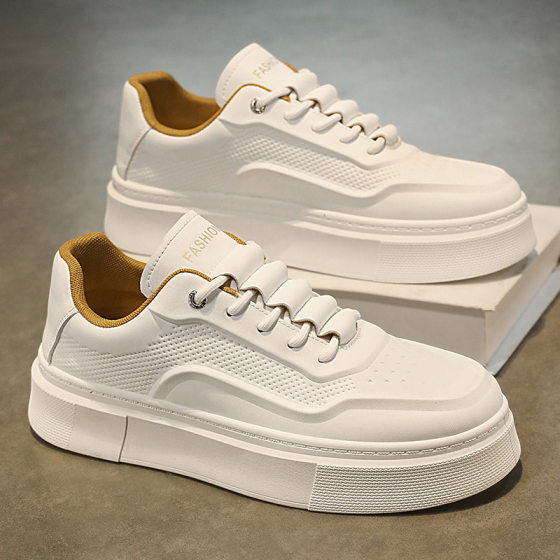 2025 Spring Men's Shoes New Breathable White Shoes Men's Trendy All-match Thick-soled sneaker Casual Board Shoes Trendy Shoes