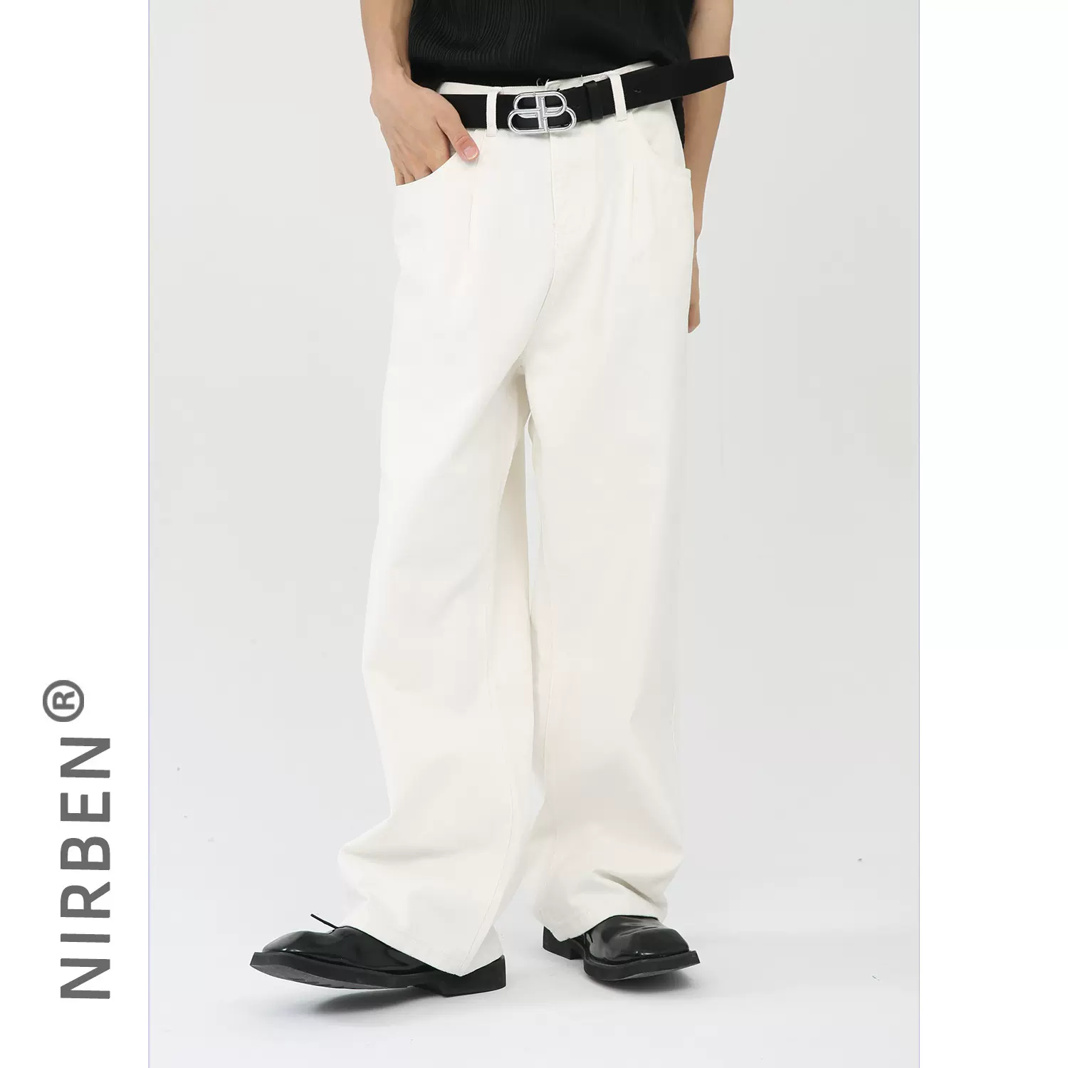 nirben牛仔|  直播走量款韩版基础纯色宽松阔腿直筒长裤