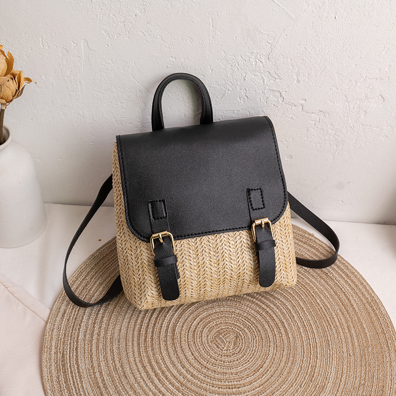2024 nuevo tejido doble hebilla color mochila pequeña 2 personalidad coreana de diseño de nicho bolso