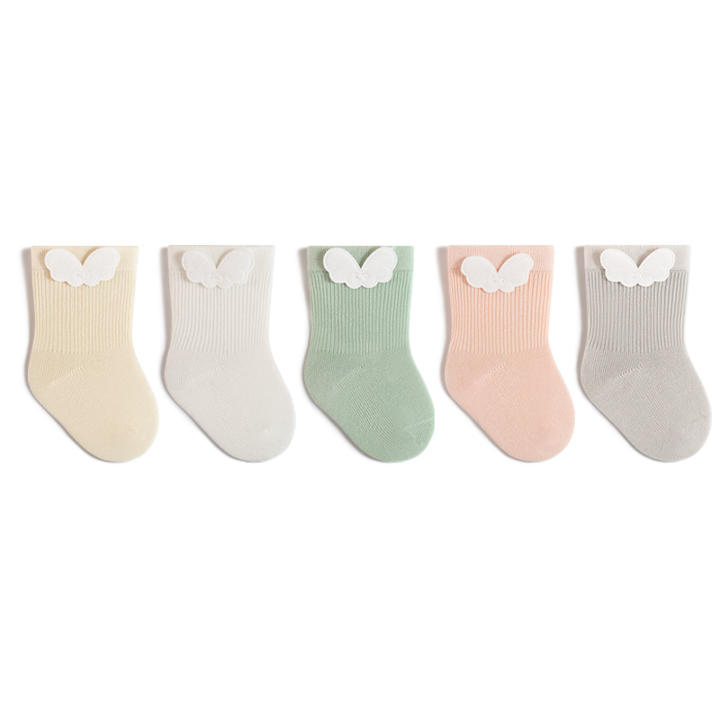 Calcetines para bebés primavera y otoño calcetines de algodón antibacterianos antiodorizantes sin hueso para bebés delgados de color sólido calcetines sueltos