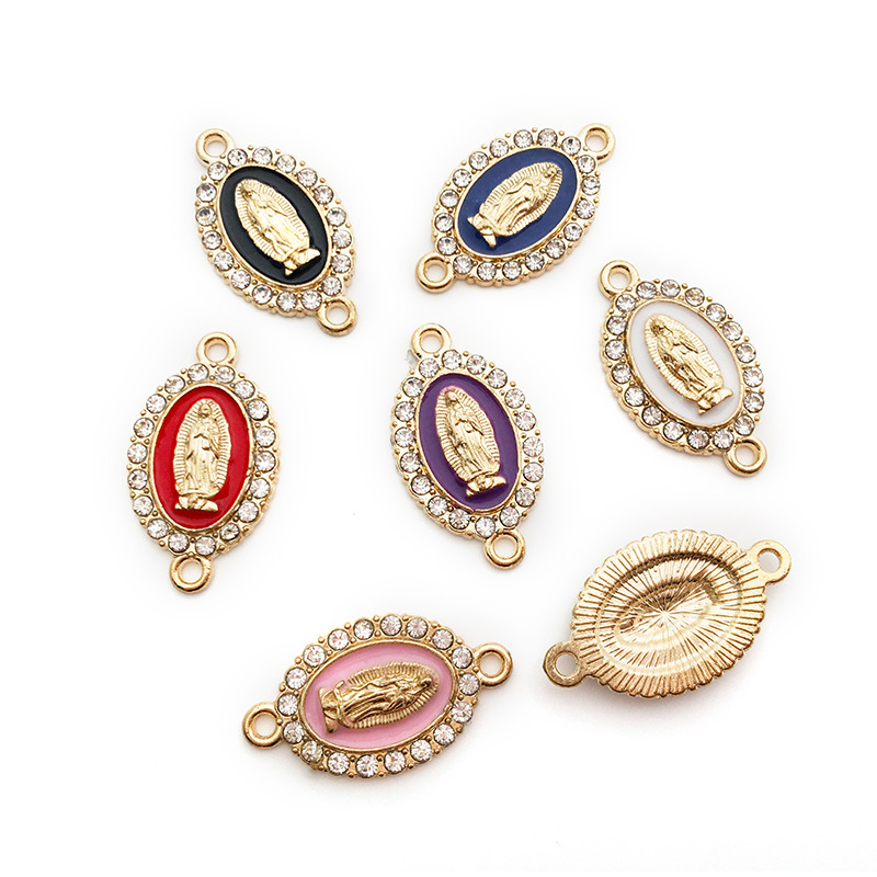 1 Piece Simple Style Human Oval Alloy Enamel Plating Inlay Connector Jewelry Accessories display picture 14