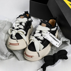 2022新款情侶檀健次同款開口笑男女百搭厚底透氣帆布休閒潮鞋