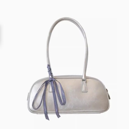 Korean Spring New Ballet Style Handbag Trendy Versatile Silver Shoulder Bag Niche Armpit Large Capacity Pillow Bag