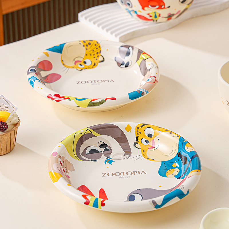 Nuevo juego de tazones de cerámica Zootopia, vajilla de dibujos animados de lujo ligero y adorable para uso doméstico, tazones y platos de alta calidad para niños. image 5