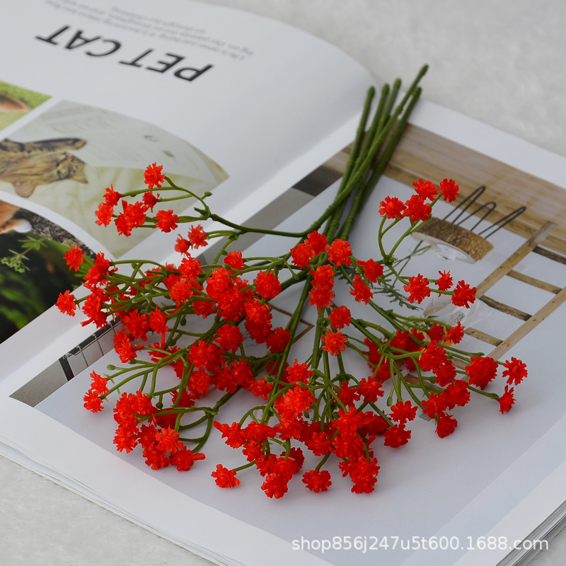 Simulación Gypsophila decoración de bodas estilo ins ramo de ramo de flores de goma suave sensación Gypsophila flor artificial flor falsa al por mayor