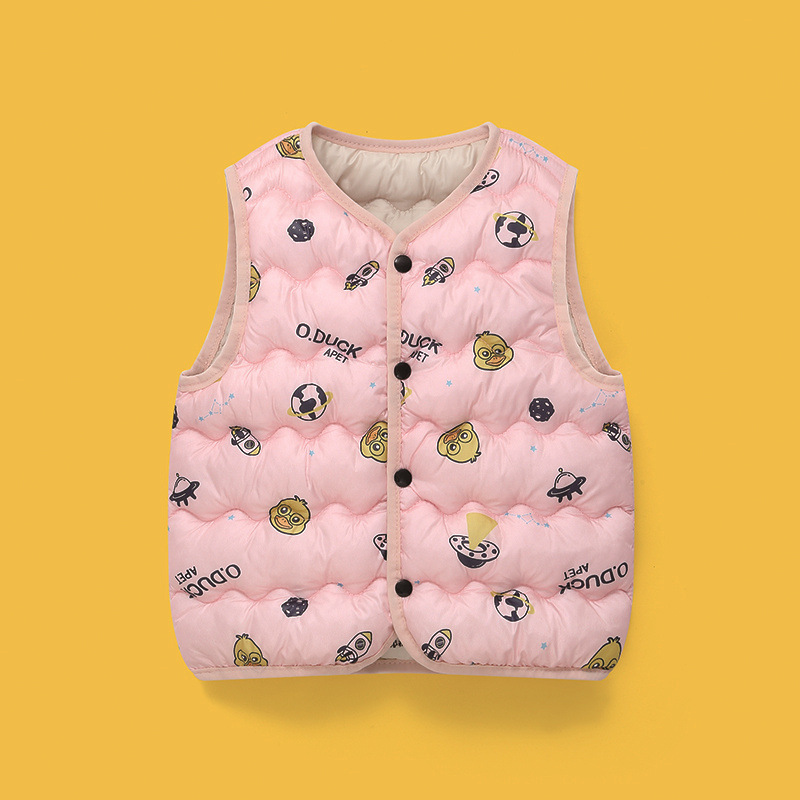 Otoño y invierno nuevo pato amarillo para niños chaleco de algodón chaleco de algodón caliente para niños pequeños, niños pequeños, niños pequeños, chaleco de algodón para niños pequeños