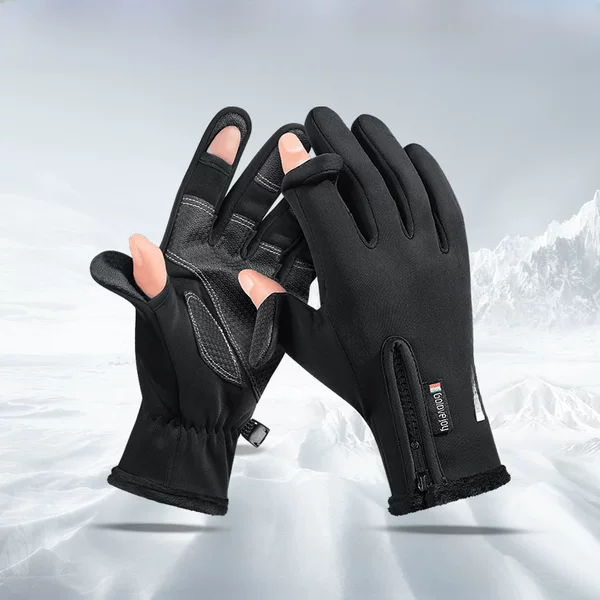 Ricky Riding Gloves Winter Men's Electric Car Fishing Wear-resistant Fleece-lined Windproof Non-slip Finger Leakage Touch Screen Warm Gloves