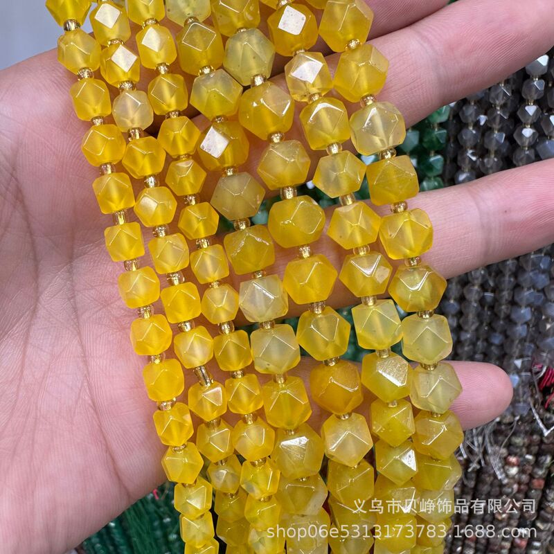 6-8mm切面八角玛瑙虎眼不规则冲角diy饰品配件手链不定形串珠饰品|undefined