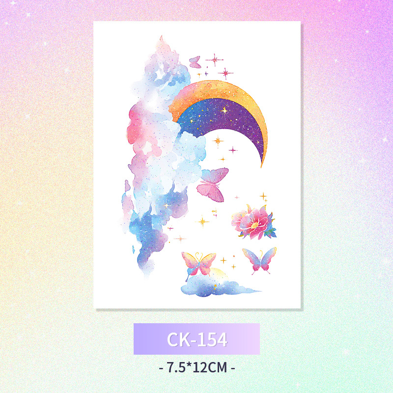 Glitter mariposa cara pegatinas tatuaje pegatinas hadas lavable impermeable de larga duración lindo unicornio ciervo Luna Estrella Planeta