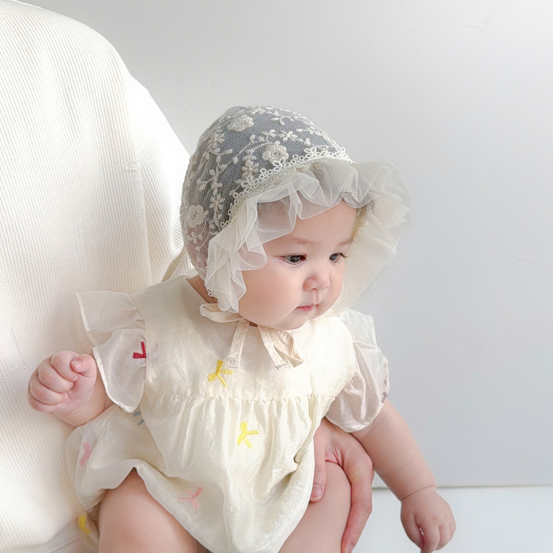 Sombrero de bebé Sombrero de palacio transpirable de encaje de verano Sombra de protección solar para bebé Princesa Moneyage Protector de fontanela Sombrero de neumáticos