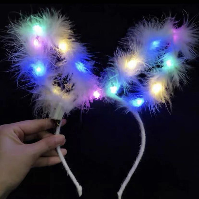 Tüy Tavşan Kulak Parlayan Saç Peluş Altın Kedi kulakları (Buğulanmış kedi kulağı şeklinde ekmek) Kafa Bandı Oyuncak Yere Basmalı Hediye_voghion.com
