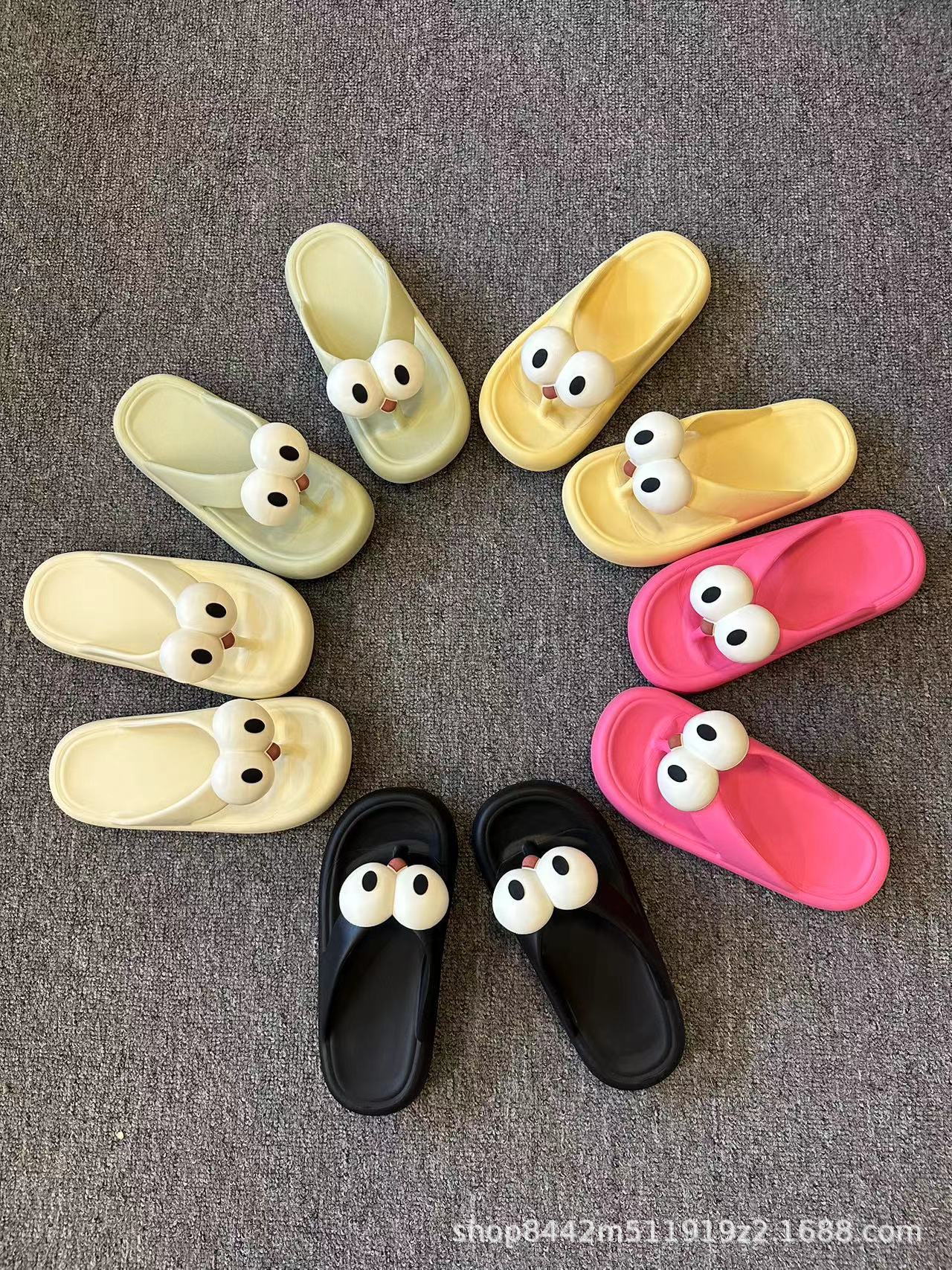 Arrastre de dibujos animados divertido en verano 2023 interior y exterior con Playa universal para hombres y mujeres, lindo Fondo grueso, cómodo ojos grandes