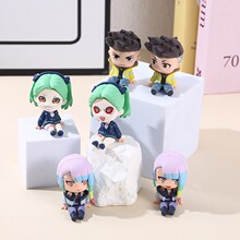 6款坐姿朋克边缘行者盲盒公仔车装饰Q版露西娜手办公仔摆件批发