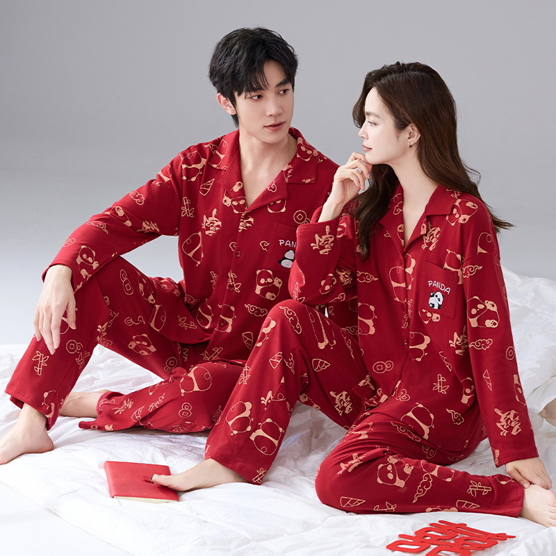 Pijamas de boda, nuevo matrimonio, vestido de terciopelo rojo, mujeres, otoño y invierno, hombre, nobles, parejas, pijamas, otoño y invierno