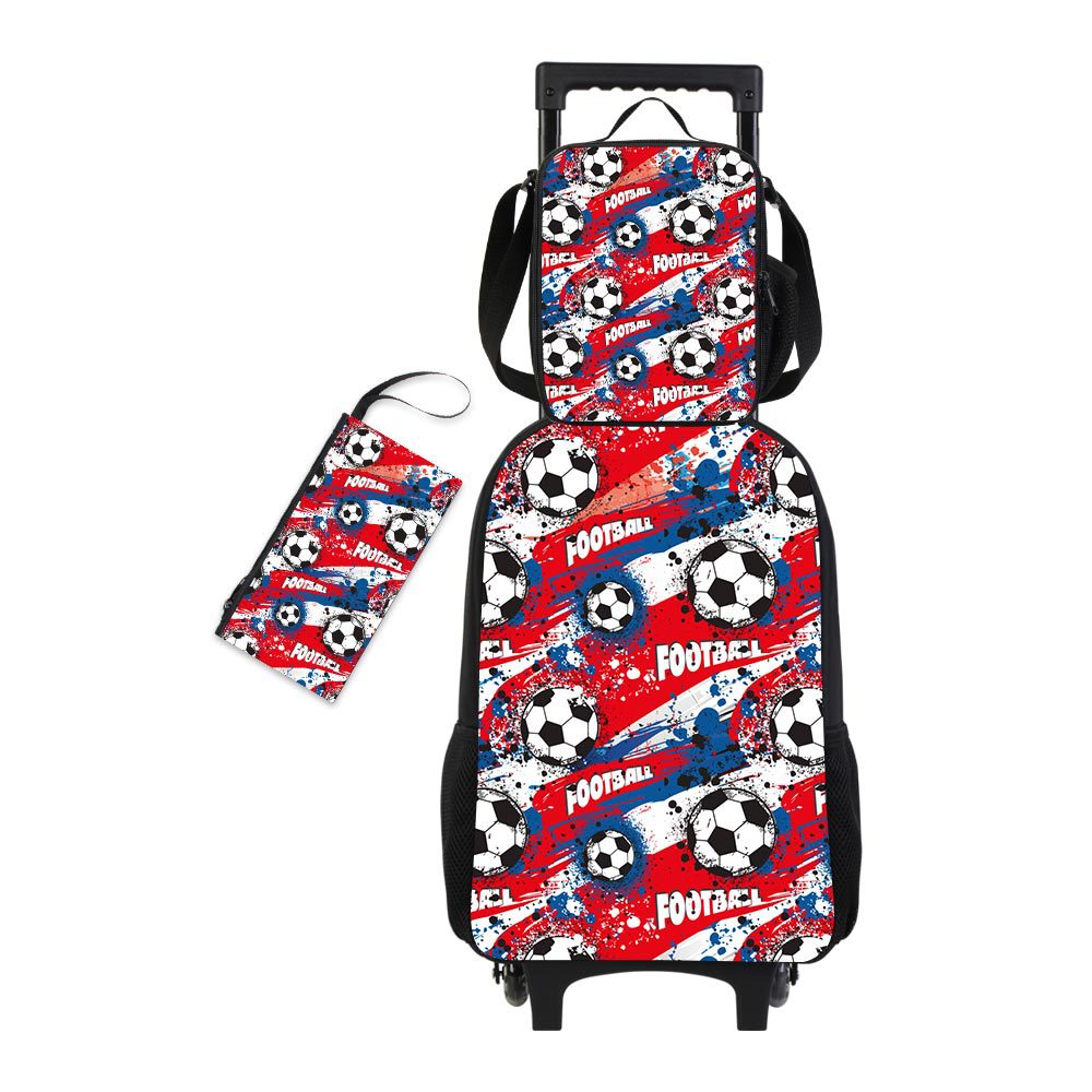 축구 프린트 트롤리 백팩 3피스 다이닝백 세트