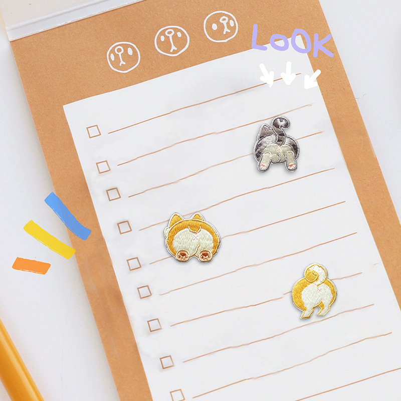 可爱卡通动物屁股PP狗狗猫刺绣工厂刺绣贴布贴图案贴补丁贴刺绣贴