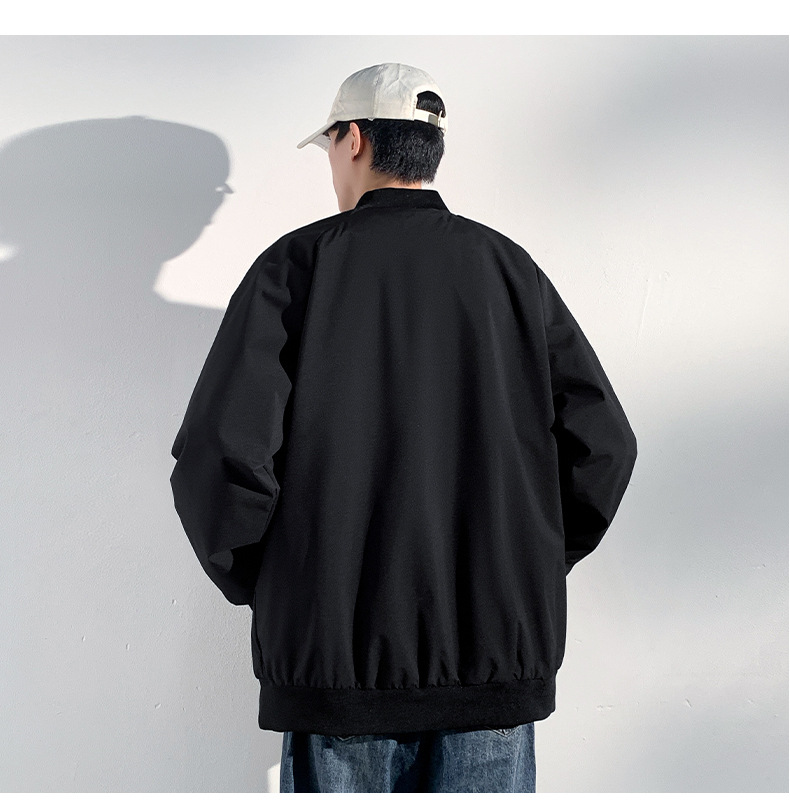 Baseball Herbst einfarbig Stehkragen locker und vielseitig lässig trendige Marke Herren Top Jacke_voghion.com