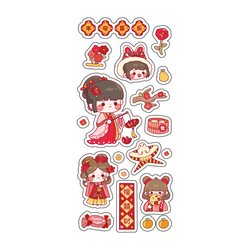 Animal de dibujos animados chica pegatinas PET transparente sin marcas a prueba de mar pegatinas de cuentas de mano adorable taza de agua decoración material pegatinas