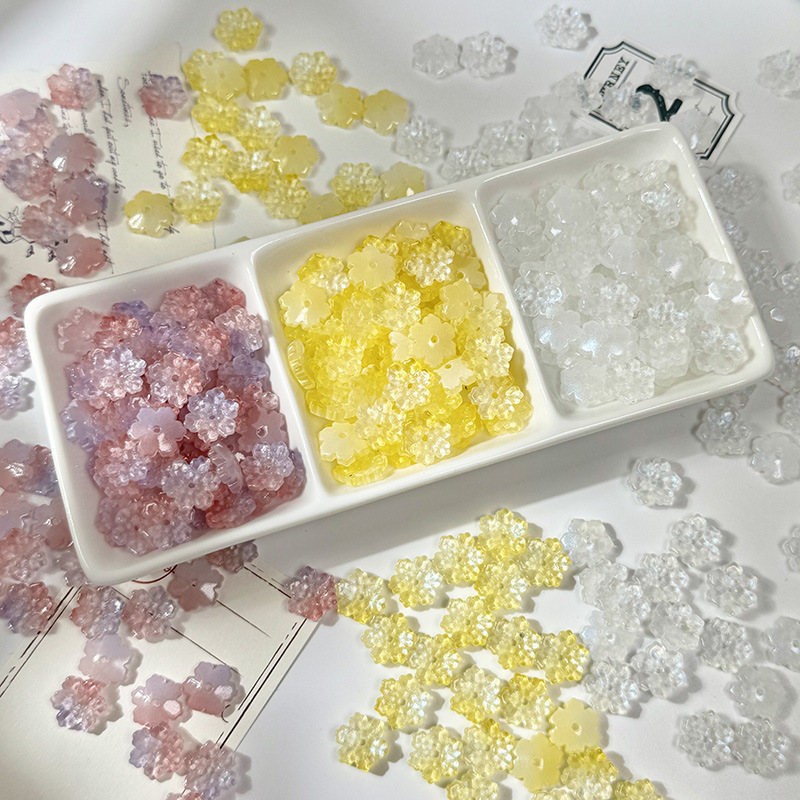 Wholesale 12mm medium hole snowflake glazed flower spacer diy handmade beaded spacer antique hairpin production materials