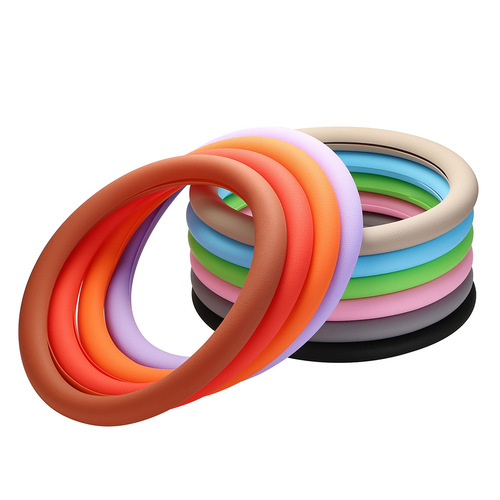 Car silicone steering wheel cover summer ultra-thin anti-slip sweat-absorbent steering wheel cover four seasons unisex soft