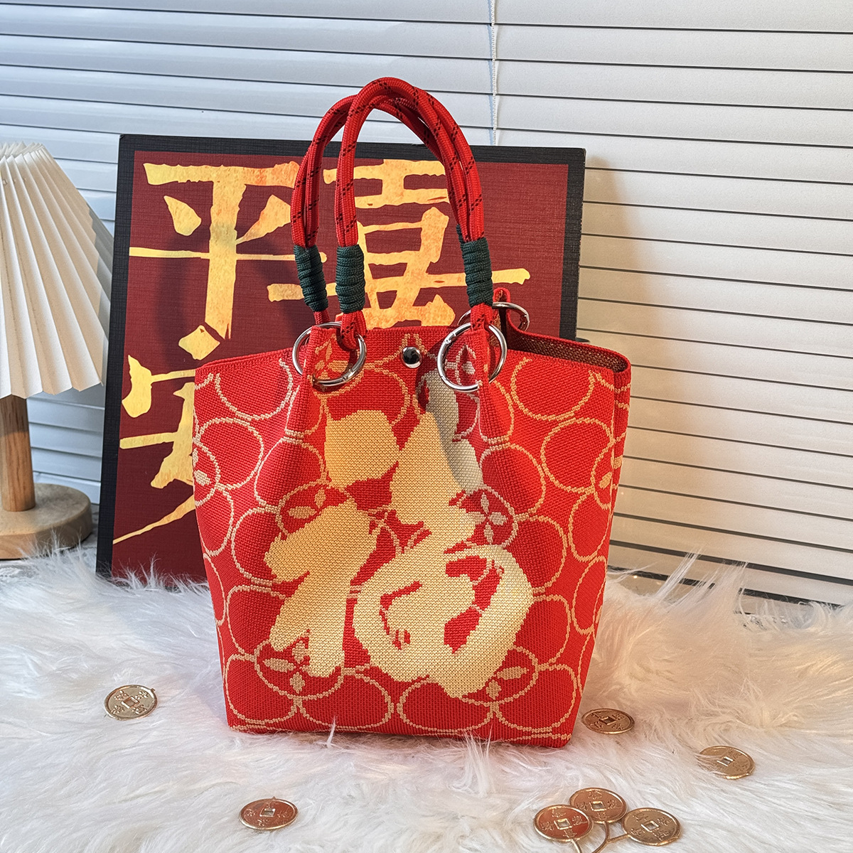 ニットハンドバッグ、ニッチデザインバケットバッグ、トートバッグ、ハンドバッグ、カジュアルで多用途なショルダーバッグ、ニットポータブルバッグ