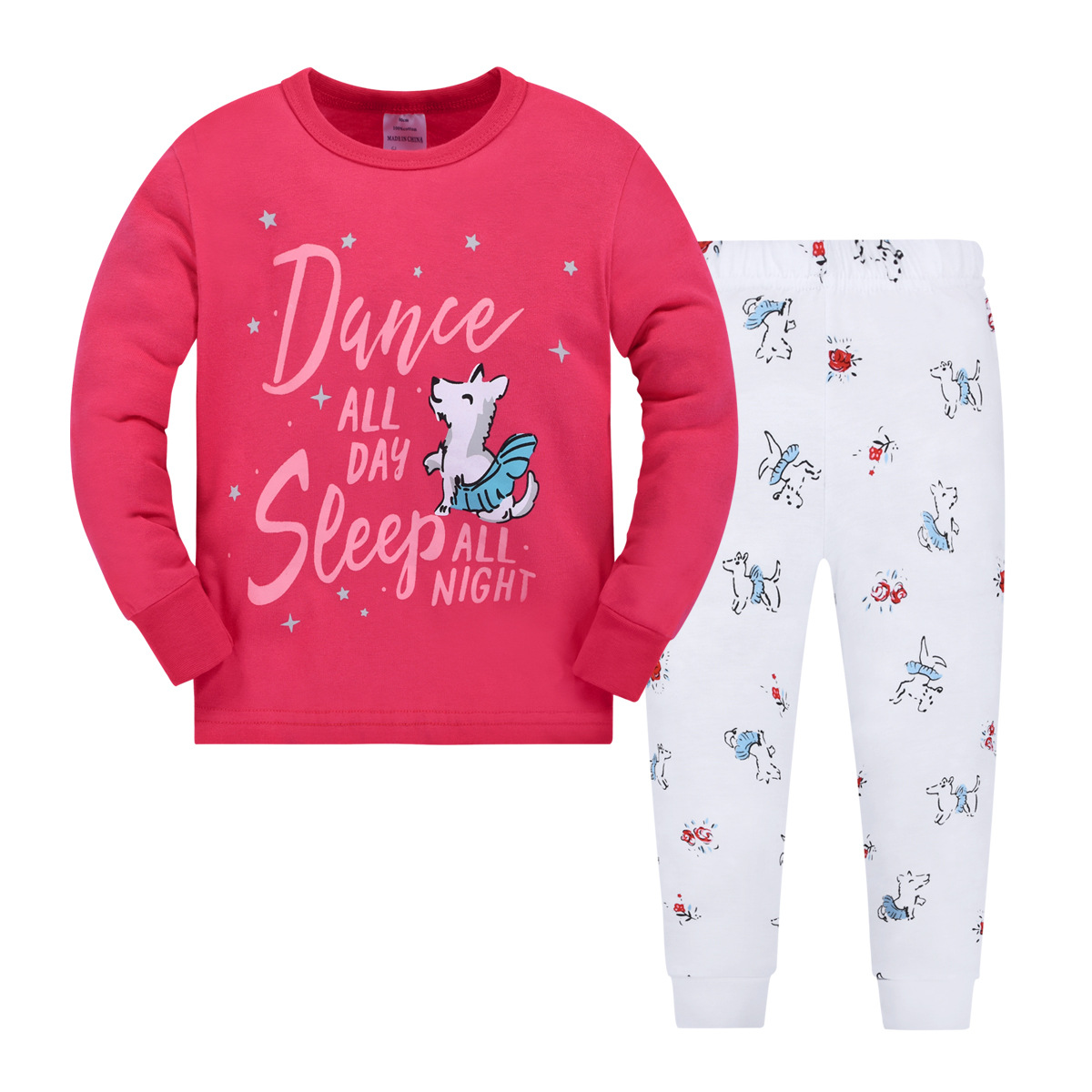 Traje de ropa para el hogar para niños europeos y americanos Comercio exterior al por mayor primavera pantalones de manga larga traje de sirena pijamas para niñas algodón