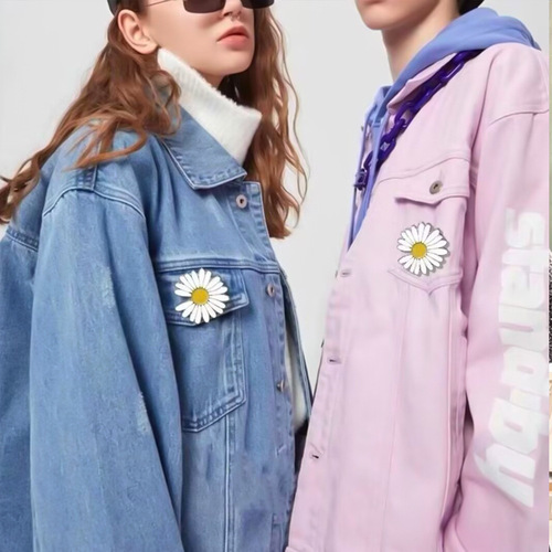 PMO Daisies and Sunflowers Badges, Crew Neck Sweatshirt with G-Dragon and Xiao Zhan Matching Accessories, Ins Style Badges