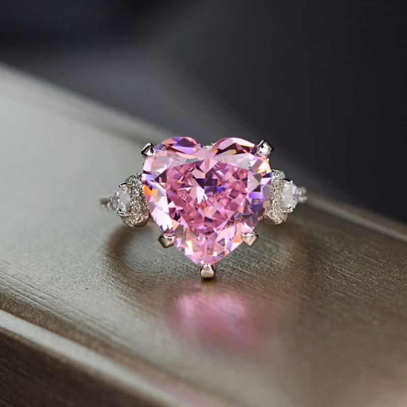 Wei Ni wish zircon Pink diamond love Peach Ring Cross border A small minority temperament atmosphere Hand jewelry wholesale