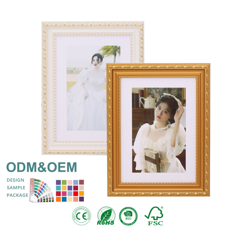 Cross-Border European-Style Photo Frame A4 Gold Wedding Photo Studio Decorative Photo Frame 678inch Photo Wall Hanging Picture Frame Wholesale Customization
