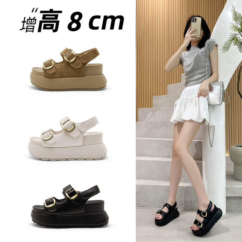 Thick-Soled Sandals for Women 2026 New Summer Style for Outdoor Wear, Make Small People Look Taller, Comfortable and Beautiful, Small Size Versatile Roman Shoes