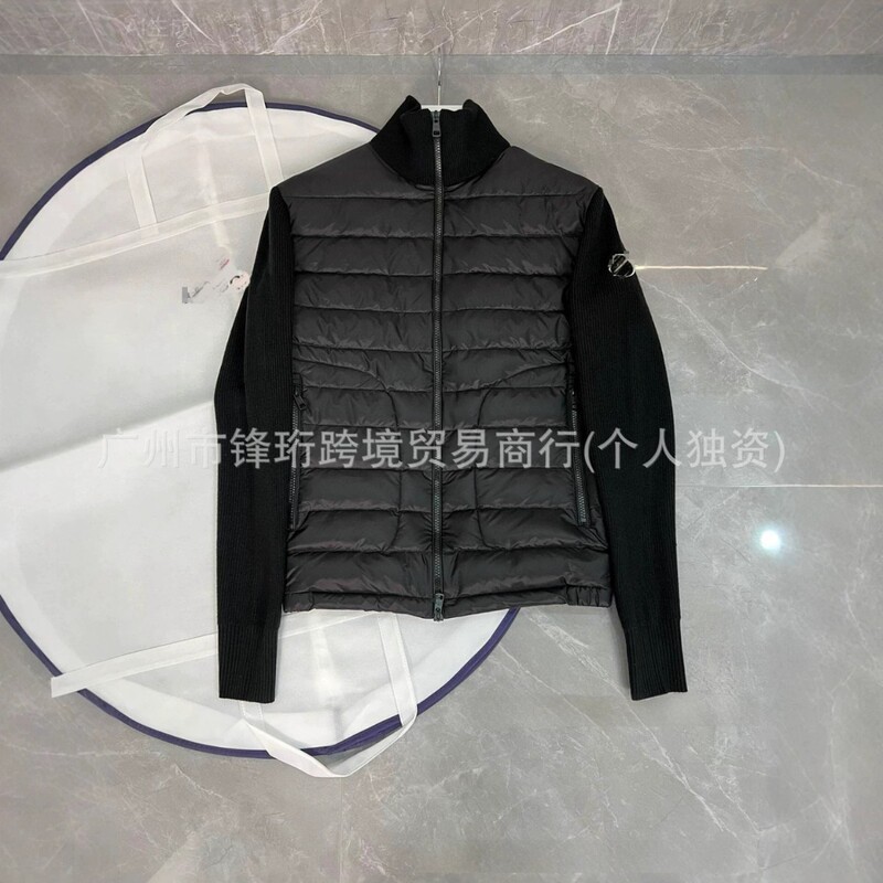 Cross-Border Hot-Selling In-Stock Mengjia Knitted Patchwork Casual down Jacket for Men, White Duck Down, Warm Slim-Fit Coat for Winter