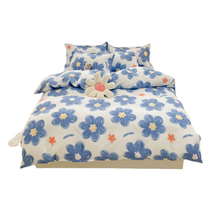 Engrosado cepillado de cuatro piezas dormitorio de un solo estudiante de tres piezas simple sábana colcha cubierta regalo ropa de cama al por mayor