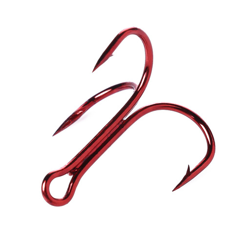 Hengjia Wholesale Fish Hooks 20 Boxed Red Three Hooks Luya Strengthened Fishing Hooks Three-claw Hooks Anchor Hooks Three-claw Hooks